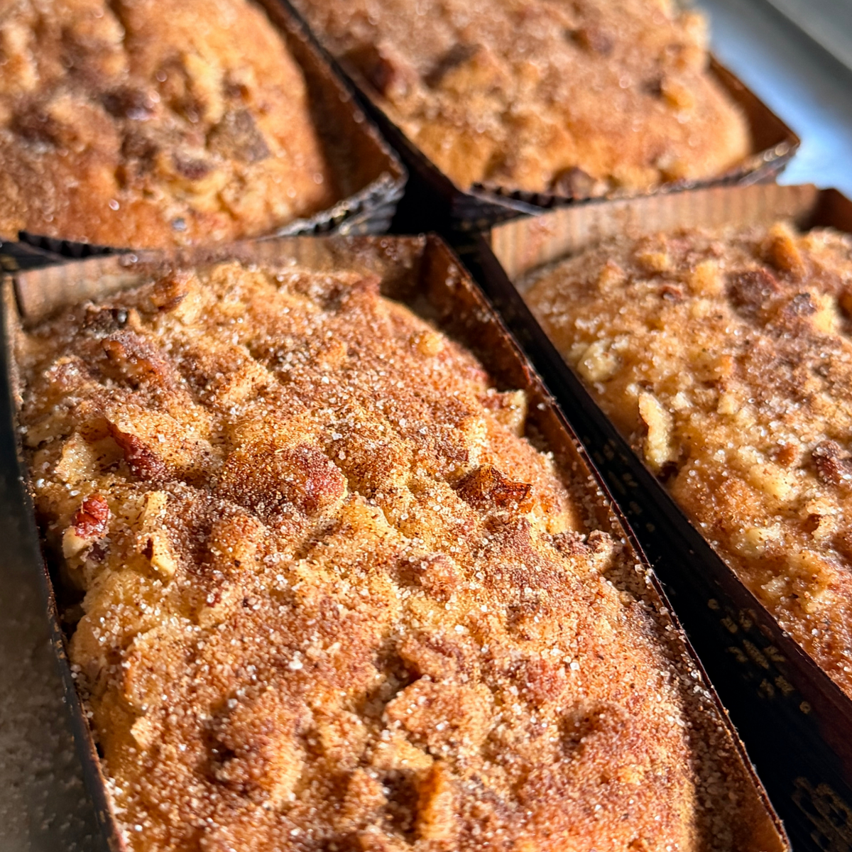 Churro Dulce de Leche Mini Pound Cakes, Box of 4,  Topped with Pecan & Cinnamon Sugar
