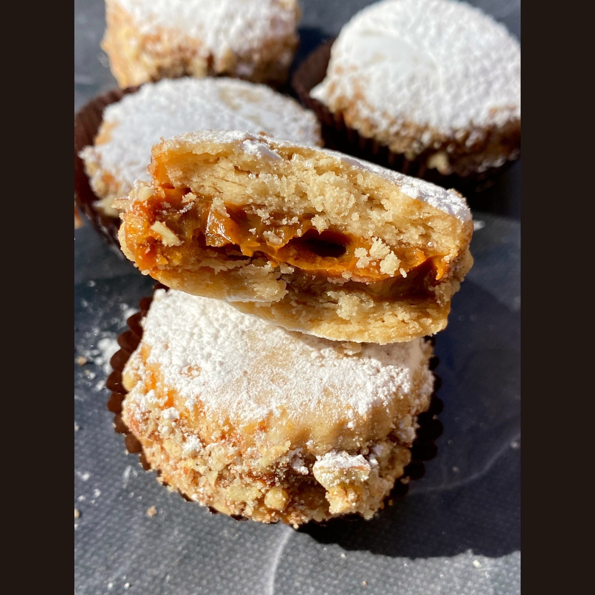 Pecan dulce de leche alfajores